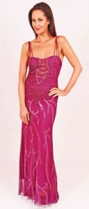 Gatsby style beaded pink long dress