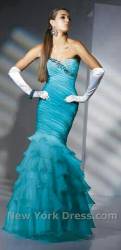 Alyce turquoise frilly mermaid prom dress