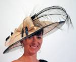 Beige race day hat - a great match for a nude dress!