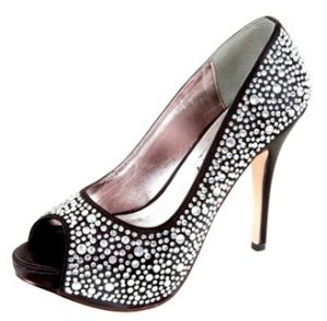 Sparkly black and silver stiletto high heels