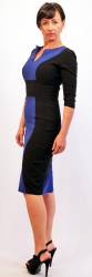 Long sleeved colour block work pencil dress