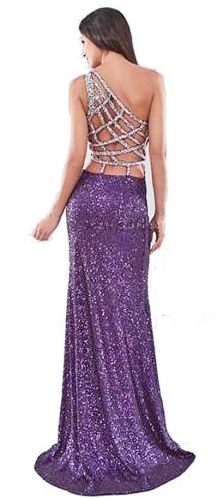 Stunning low back sequinned hire dress, perfect for a black tie event