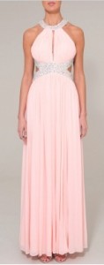 Stunning light pink low back dress by Forever Unique, perfect for black tie events or the red carpet!