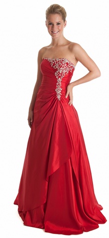 Stunning red corset prom dress with silver embellishment