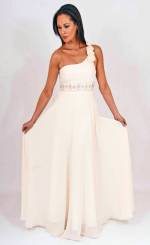 Long floaty chiffon ivory colour prom dress