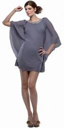 Chiffon batwing mini dress with sleeves