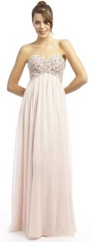 Pinky nude chiffon empire line prom dress