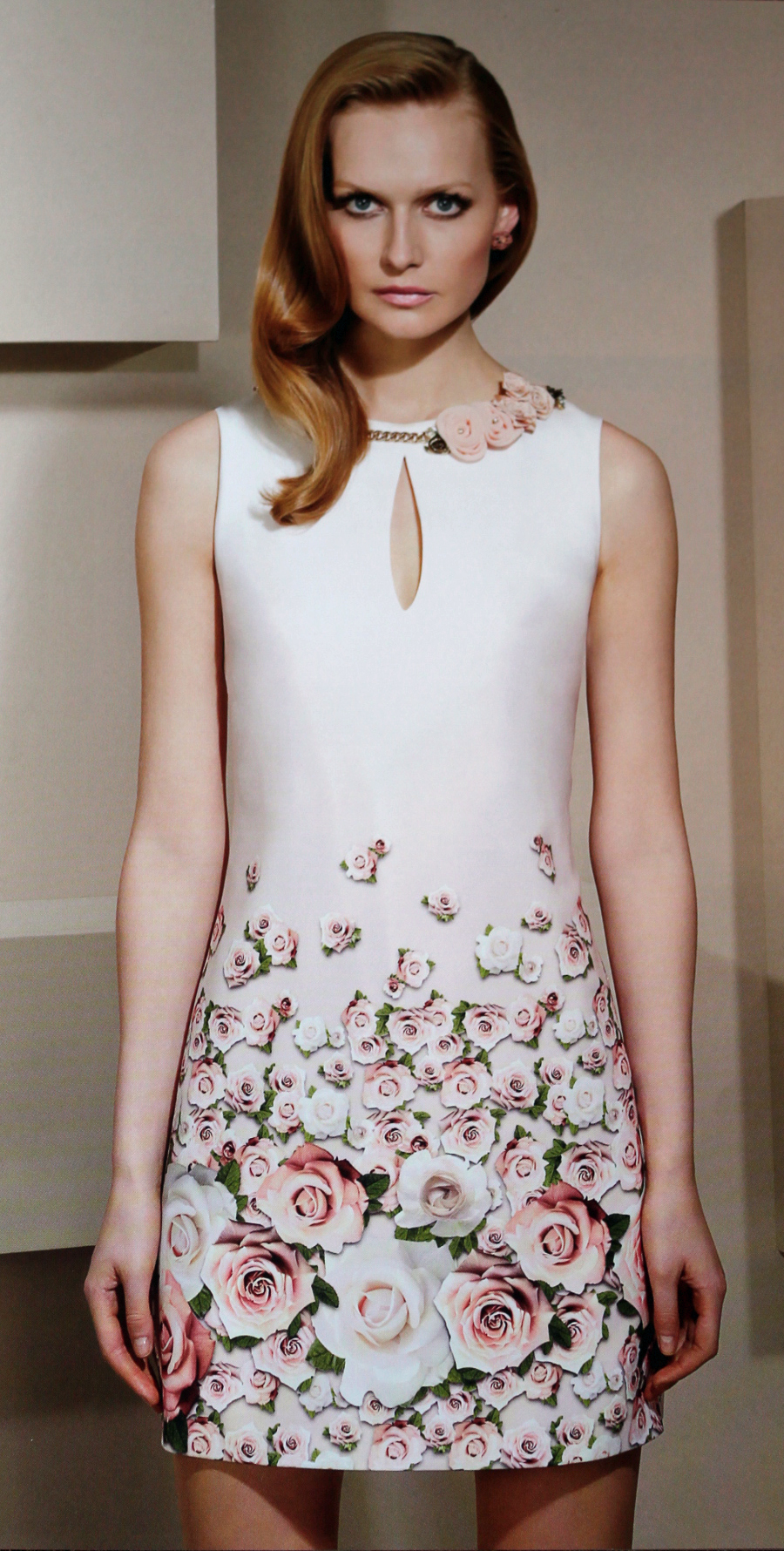 Dimare shift dress with pink roses